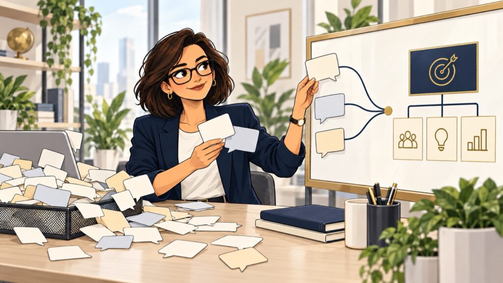 The Architect connecting scattered sales-call notes into a coherent positioning pattern
